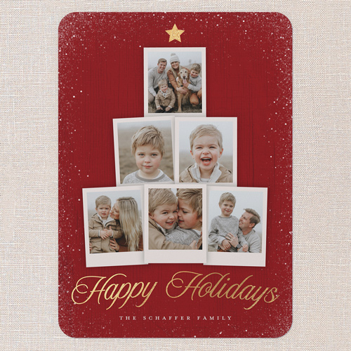 Snapshot Tree Holiday Card, Red, 5x7 Flat, Holiday, Matte, Signature Smooth Cardstock, Rounded, Radish
