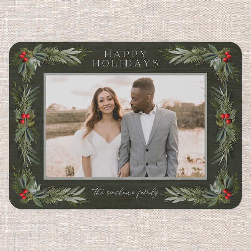 Holly Hearth Holiday Card, Beige, 5x7 Flat, Holiday, Standard Smooth Cardstock, Rounded, Quarry