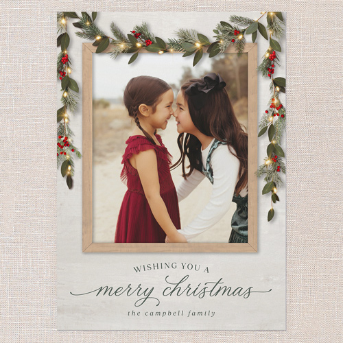 Gorgeous Frosty Garland Holiday Card, White, none, 5x7 Flat, Christmas, Standard Smooth Cardstock, Square, White