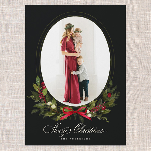Extensive Wreath Holiday Card, none, Black, 5x7 Flat, Christmas, Standard Smooth Cardstock, Square, Rich Black