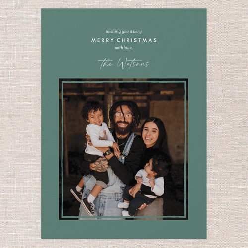Inset Frame Holiday Card, Green, 5x7 Flat, Christmas, Standard Smooth Cardstock, Square, Citra