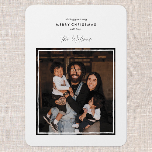 Inset Frame Holiday Card, White, 5x7 Flat, Christmas, Standard Smooth Cardstock, Rounded, White