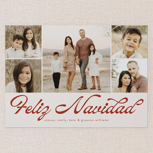 Timeless Gallery Holiday Card, Red, 5x7 Flat, Feliz Navidad, Luxe Double-Thick Cardstock, Square, Cinnamon