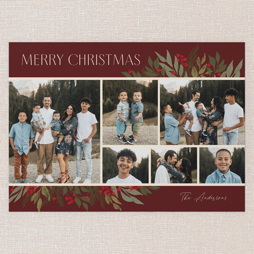 Botanicals Gallery Holiday Card, Red, 5x7 Flat, Christmas, Standard Smooth Cardstock, Square, Velvet