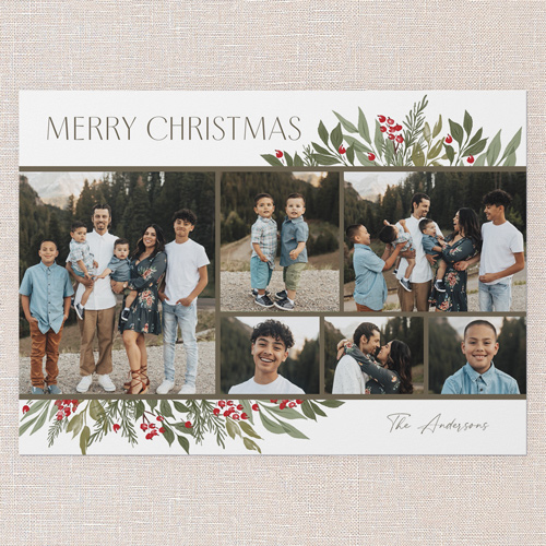 Botanicals Gallery Holiday Card, White, 5x7 Flat, Christmas, Pearl Shimmer Cardstock, Square, White