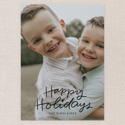 Joyous Lettering Holiday Card, Black, 5x7 Flat, Holiday, Luxe Double-Thick Cardstock, Square, Black