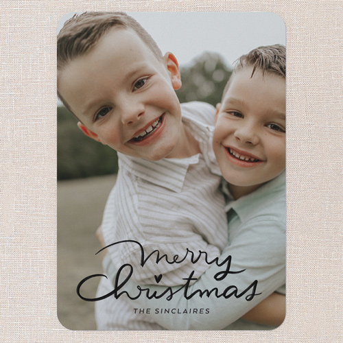 Joyous Lettering Holiday Card, Black, 5x7 Flat, Christmas, Matte, Signature Smooth Cardstock, Rounded, Black