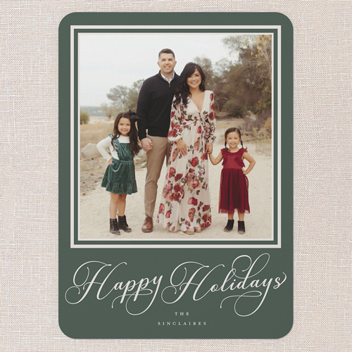 Signed Impressions Holiday Card, Green, none, 5x7 Flat, Holiday, Standard Smooth Cardstock, Rounded, Green