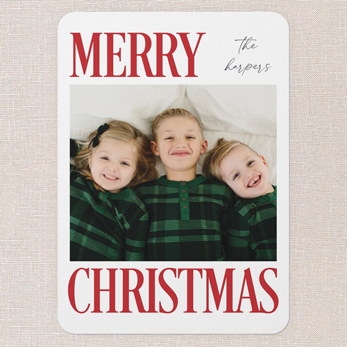 Serene Signature Holiday Card, none, Red, 5x7 Flat, Christmas, Standard Smooth Cardstock, Rounded, Apple