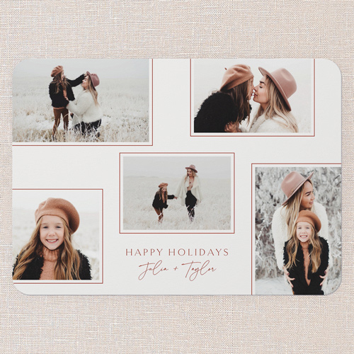 Finely Framed Holiday Card, none, Red, 5x7 Flat, Holiday, Matte, Signature Smooth Cardstock, Rounded, Red