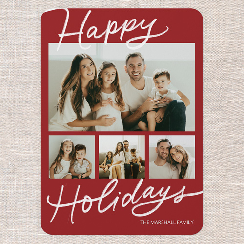 Handwritten Highlights Holiday Card, Red, none, 5x7 Flat, Holiday, Matte, Signature Smooth Cardstock, Rounded, Red