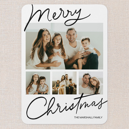 Handwritten Highlights Holiday Card, none, White, 5x7 Flat, Christmas, Pearl Shimmer Cardstock, Rounded, White