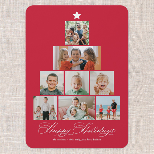 Memory Tree Holiday Card, Red, none, 5x7 Flat, Holiday, Standard Smooth Cardstock, Rounded, Red