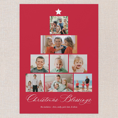 Memory Tree Holiday Card, none, Red, 5x7 Flat, Religious, Pearl Shimmer Cardstock, Square, Red