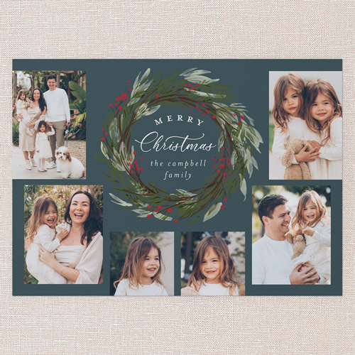 Wreath Wonder Holiday Card, none, Blue, 5x7 Flat, Christmas, Luxe Double-Thick Cardstock, Square, Blue