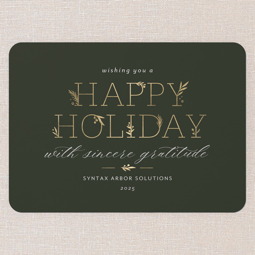 Embracing Elegant Holiday Card, Green, 5x7 Flat, Holiday, Matte, Signature Smooth Cardstock, Rounded, Forest