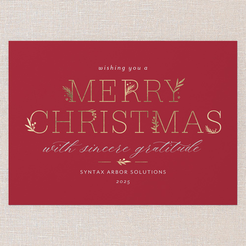 Embracing Elegant Holiday Card, Red, 5x7 Flat, Christmas, Standard Smooth Cardstock, Square, Winterberry