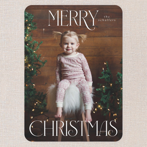 Statement Season Holiday Card, White, 5x7 Flat, Christmas, 100% Recycled Cardstock , Rounded, White