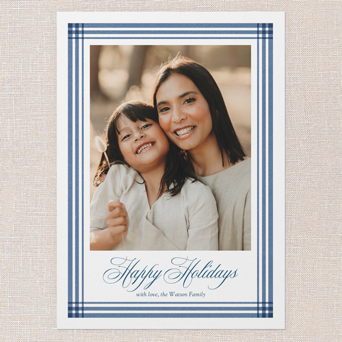 Classy Outline Holiday Card, Blue, 5x7 Flat, Holiday, 100% Recycled Cardstock , Square, Wave