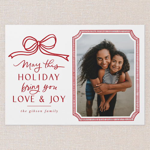 Bowtie Love Holiday Card, White, 5x7 Flat, Holiday, 100% Recycled Cardstock , Square, White