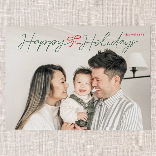 Bow Touch Holiday Card, Green, 5x7 Flat, Holiday, 100% Recycled Cardstock , Square, Tree