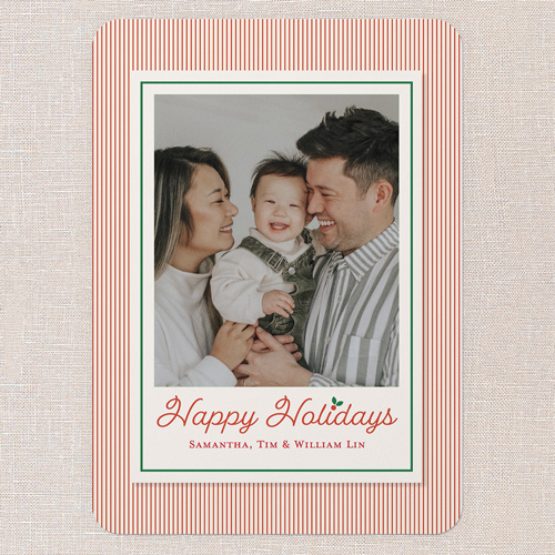 Candy Bands Holiday Card, Red, 5x7 Flat, Holiday, 100% Recycled Cardstock , Rounded, Tomato