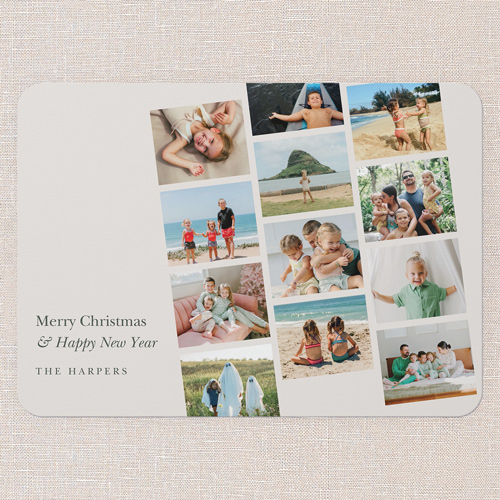 Falling Filmstrips Holiday Card, Beige, 5x7 Flat, Christmas, Pearl Shimmer Cardstock, Rounded, Beige