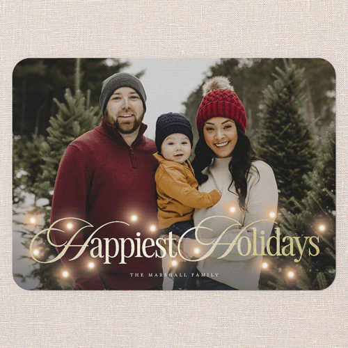 Timeless Lights Holiday Card, Gold Foil, White, 5x7 Flat, Holiday, Matte, Signature Smooth Cardstock, Rounded, White