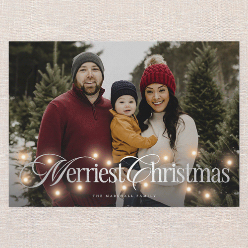 Timeless Lights Holiday Card, White, Silver Foil, 5x7 Flat, Christmas, Pearl Shimmer Cardstock, Square, White