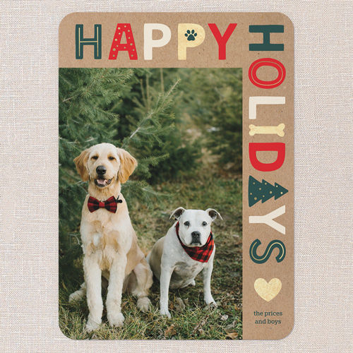 Pet Icon Holiday Card, Brown, 5x7 Flat, Holiday, Matte, Signature Smooth Cardstock, Rounded, Morning Latte