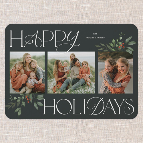Hint Of Green Holiday Card, Green, none, 5x7 Flat, Holiday, Standard Smooth Cardstock, Rounded, Pine Grove