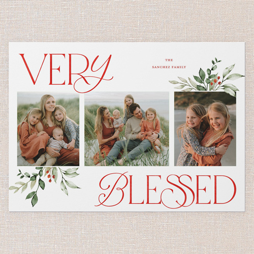 Hint Of Green Holiday Card, White, none, 5x7 Flat, Religious, Pearl Shimmer Cardstock, Square, White