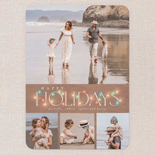 Rustic Bulbs Holiday Card, Brown, 5x7 Flat, Holiday, Matte, Signature Smooth Cardstock, Rounded, Clove