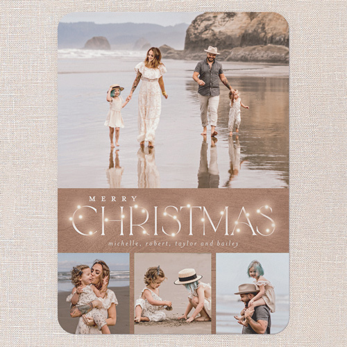 Rustic Bulbs Holiday Card, Brown, 5x7 Flat, Christmas, Matte, Signature Smooth Cardstock, Rounded, Brown