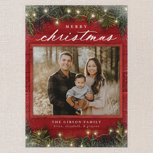 Earnest Evergreen Holiday Card, Red, none, 5x7 Flat, Christmas, Matte, Signature Smooth Cardstock, Square, Radish