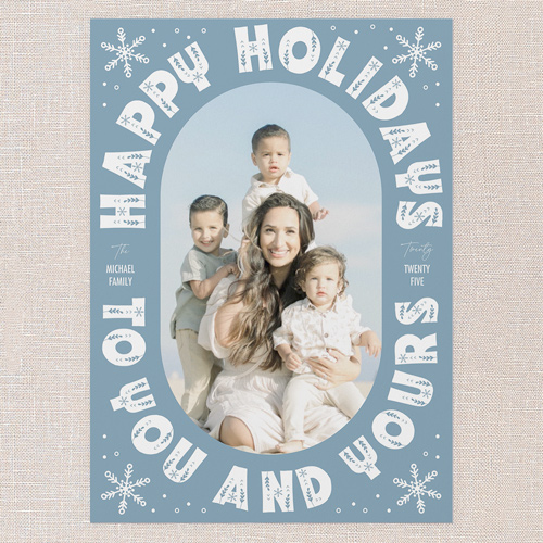 Frost Frame Holiday Card, Blue, 5x7 Flat, Holiday, Pearl Shimmer Cardstock, Square, Blue Pearl