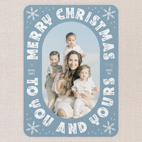 Frost Frame Holiday Card, Blue, 5x7 Flat, Christmas, Standard Smooth Cardstock, Rounded, Blue Pearl