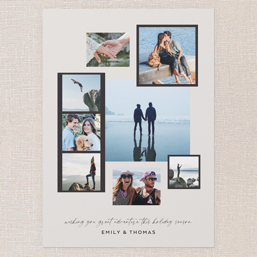 Travel Adventure Holiday Card, Grey, 5x7 Flat, Holiday, Pearl Shimmer Cardstock, Square, Whisper Gray