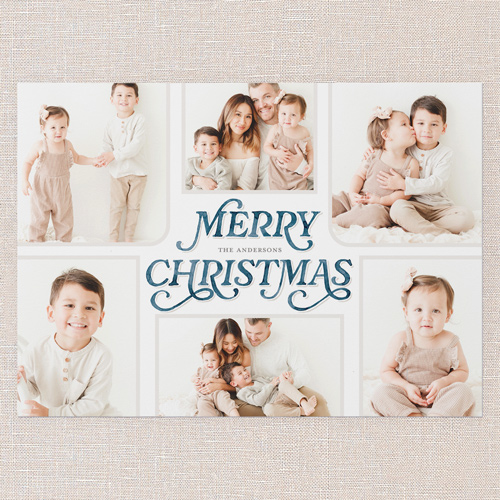 Painted Penmanship Holiday Card, Blue, 5x7 Flat, Christmas, Luxe Double-Thick Cardstock, Square, Nautical