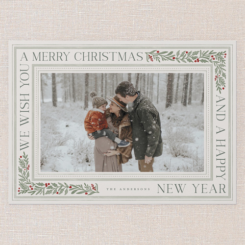 Framed Tidings Holiday Card, Grey, 5x7 Flat, Christmas, Luxe Double-Thick Cardstock, Square, Whisper Gray