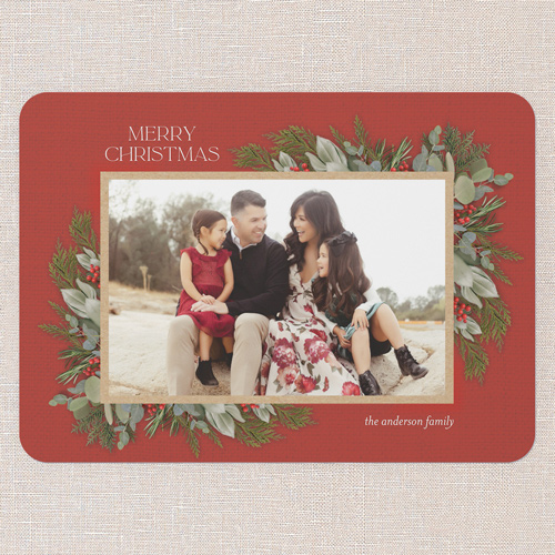 Unique Red Christmas Card For Family