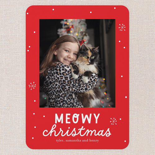 Purrfect Cheer Holiday Card, Red, 5x7 Flat, Christmas, Matte, Signature Smooth Cardstock, Rounded, Tomato