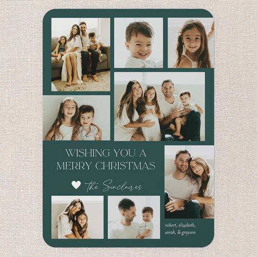 Modern Family Greetings Holiday Card, Green, 5x7 Flat, Christmas, Pearl Shimmer Cardstock, Rounded, Tropical