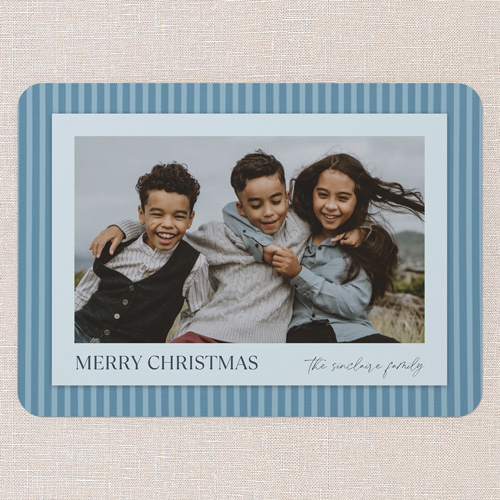 Timeless Stripe Holiday Card, Blue, 5x7 Flat, Christmas, Standard Smooth Cardstock, Rounded, Celeste