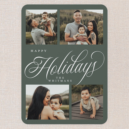 Modern Year Holiday Card, Green, 5x7 Flat, Holiday, Matte, Signature Smooth Cardstock, Rounded, Rosemary