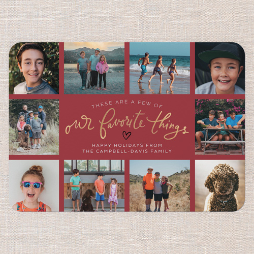 Heartfelt List Holiday Card, Red, 5x7 Flat, Holiday, Pearl Shimmer Cardstock, Rounded, Red