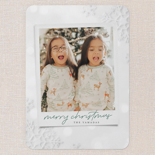 Snowflake Whisper Holiday Card, White, 5x7 Flat, Christmas, 100% Recycled Cardstock , Rounded, White