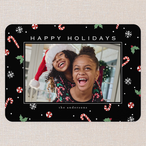 Little Sleepies Merry Mints Holiday Card, Black, 5x7 Flat, Holiday, Pearl Shimmer Cardstock, Rounded, Black