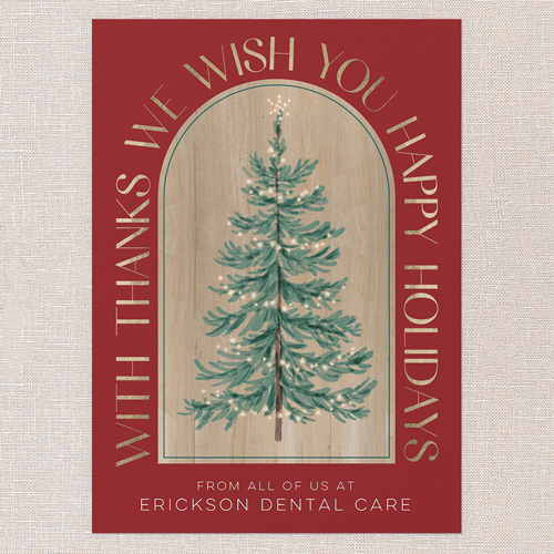 Arched Gratitude Holiday Card, Red, 5x7 Flat, Holiday, 100% Recycled Cardstock , Square, Cinnamon