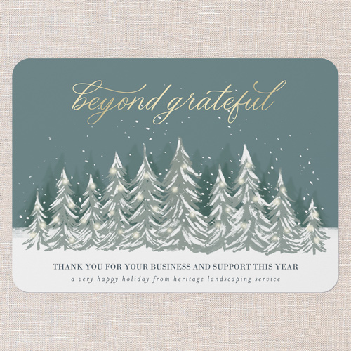 Winter Appreciation Holiday Card, Green, 5x7 Flat, Holiday, Pearl Shimmer Cardstock, Rounded, Forest
